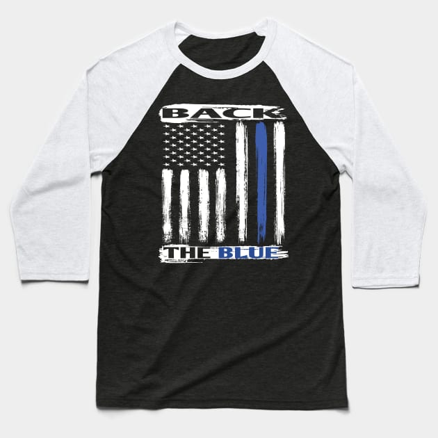 Show Police Support Thin Blue Line Back the Blue American Flag Gifts Baseball T-Shirt by Envision Styles